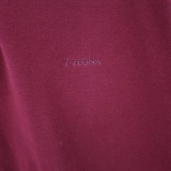 Z ZEGNA Shirt MENS 2XL Polo Maroon Short sleeve Cotton embroidered logo casual - Picture 2 of 10